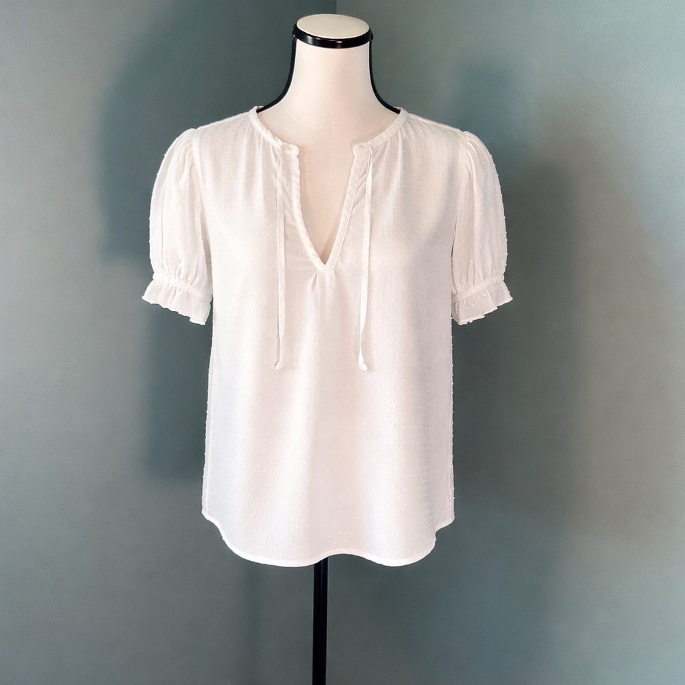 LOFT White Tie-Front Peasant Blouse
